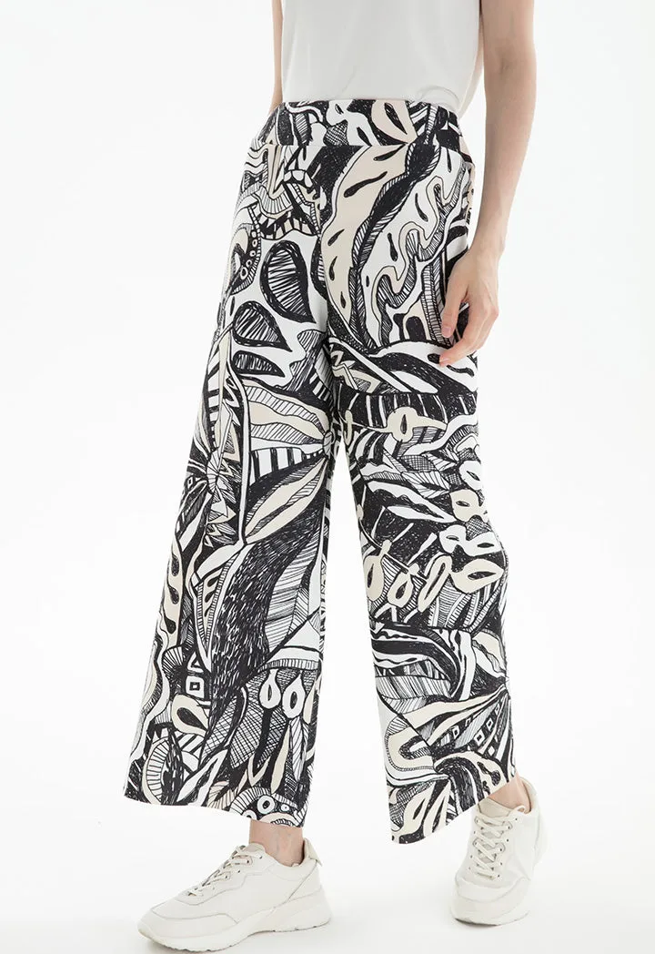 Hand Sketch Printed Neoprene Culottes