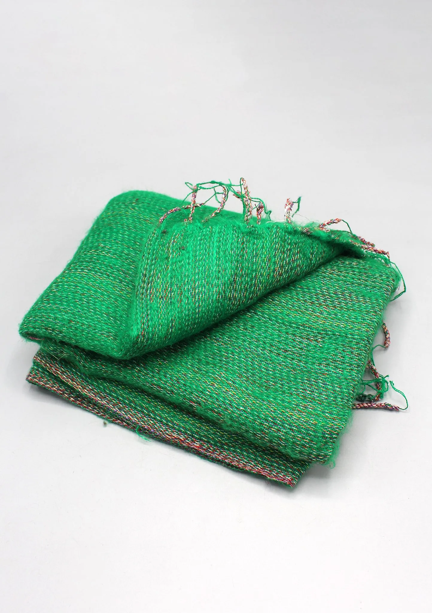 Handmade Soft Green with Red Lining Yak Wool Shawl