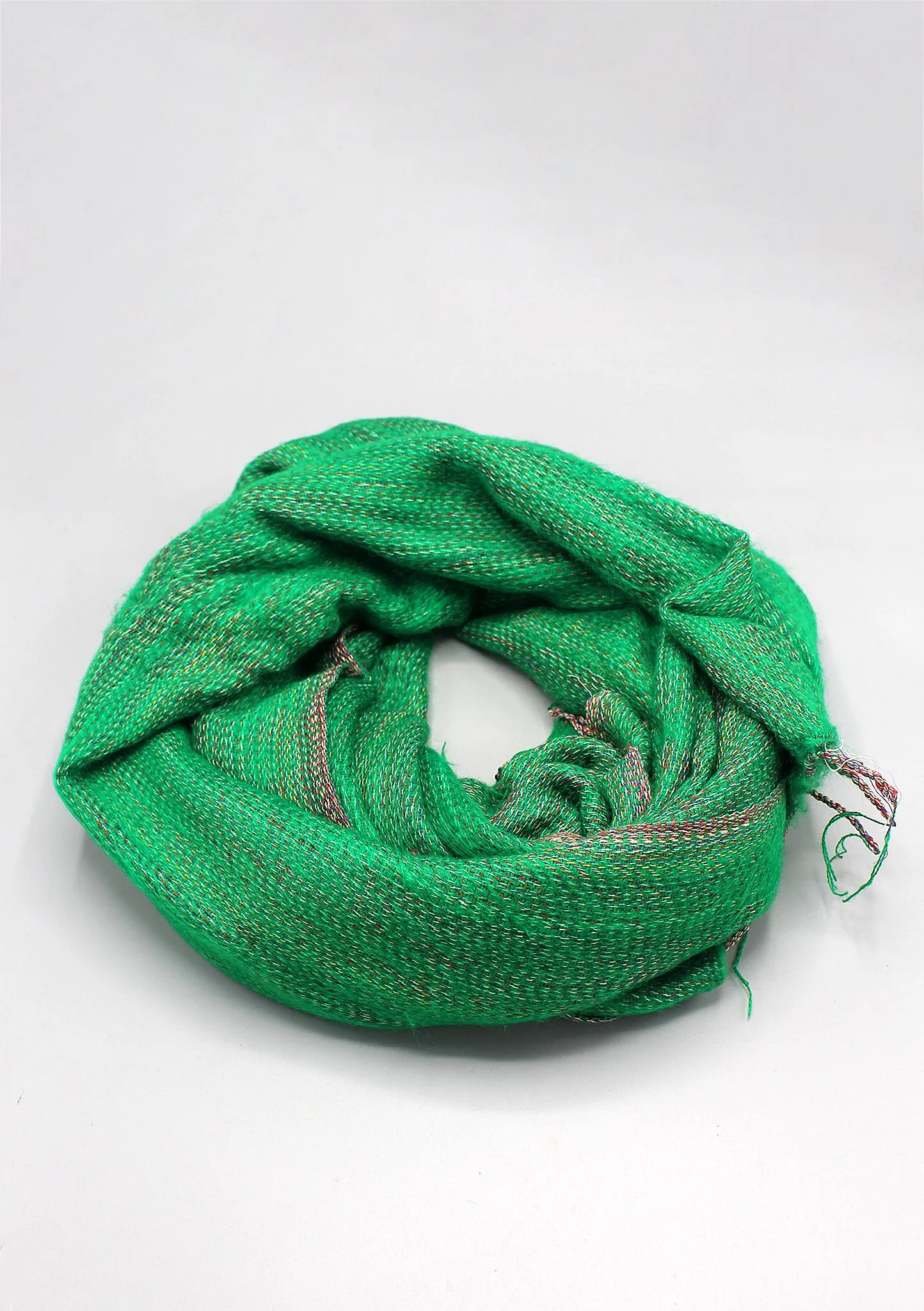 Handmade Soft Green with Red Lining Yak Wool Shawl