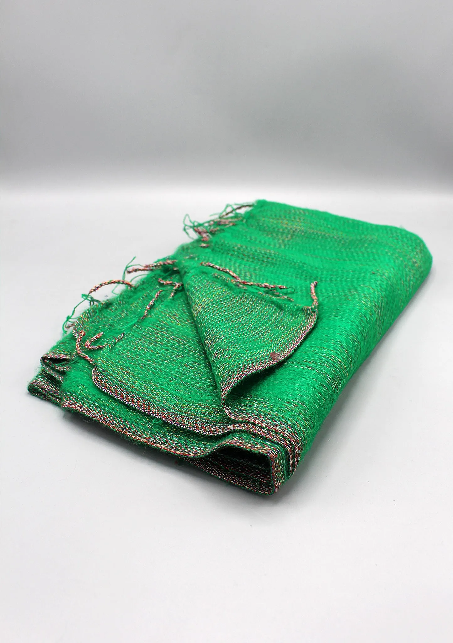 Handmade Soft Green with Red Lining Yak Wool Shawl