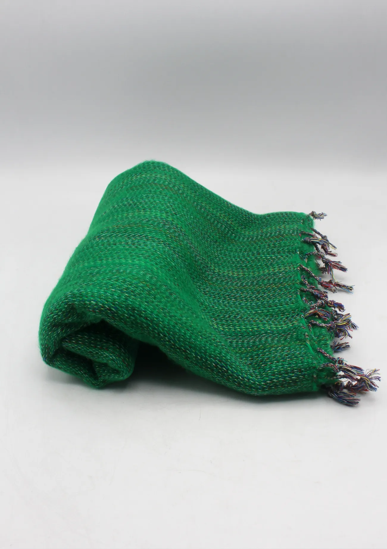 Handmade Soft Green with Red Lining Yak Wool Shawl