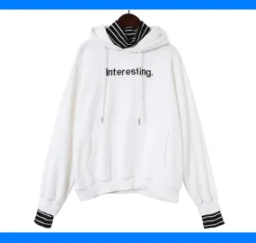 Harajuku striped turtleneck hoodies women kpop autumn long sleeve pullover female students oversize plus size tops sweatshirts