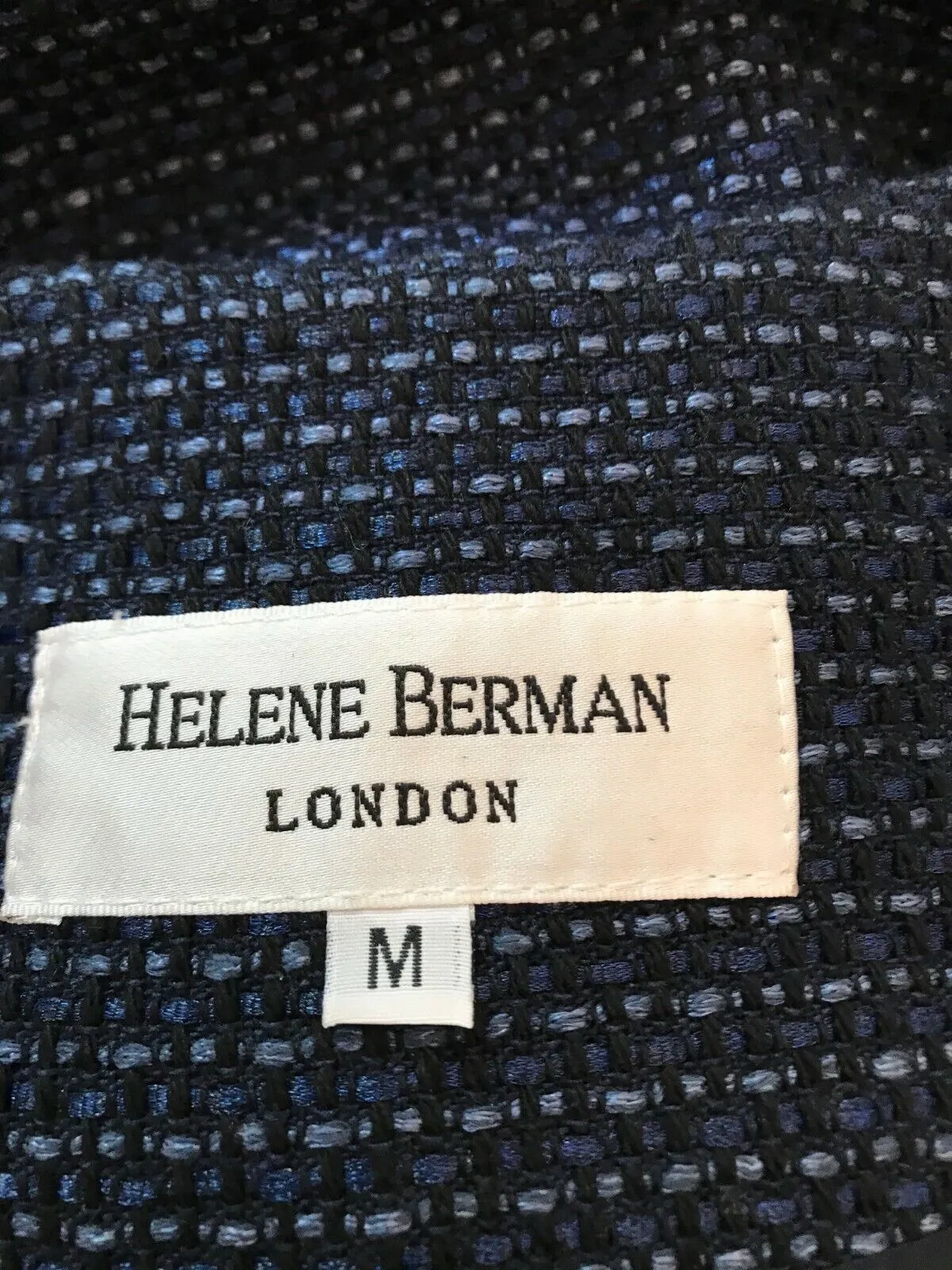 Helene Berman Ladies Navy Boucle Oversize Collarless Coat M UK 12 US 8 EU 40