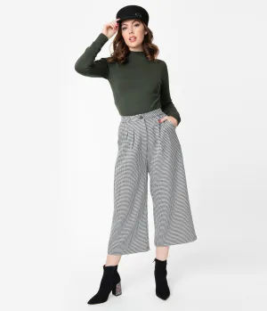 Hell Bunny Retro Style Black & White Houndstooth Harvey Culottes