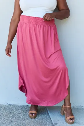 High Waist Scoop Hem Maxi Skirt