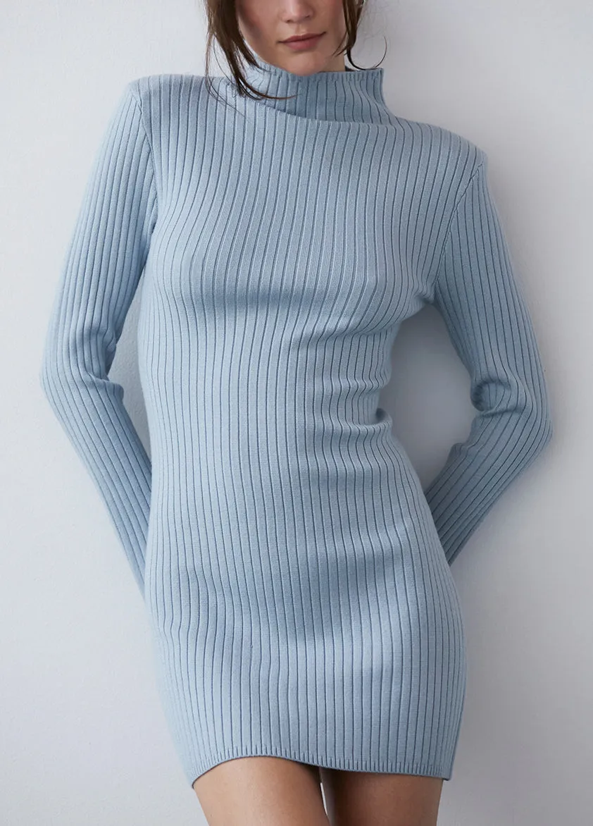 Ice Blue Mock Neck Dress