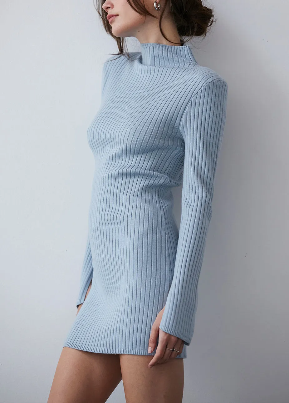 Ice Blue Mock Neck Dress