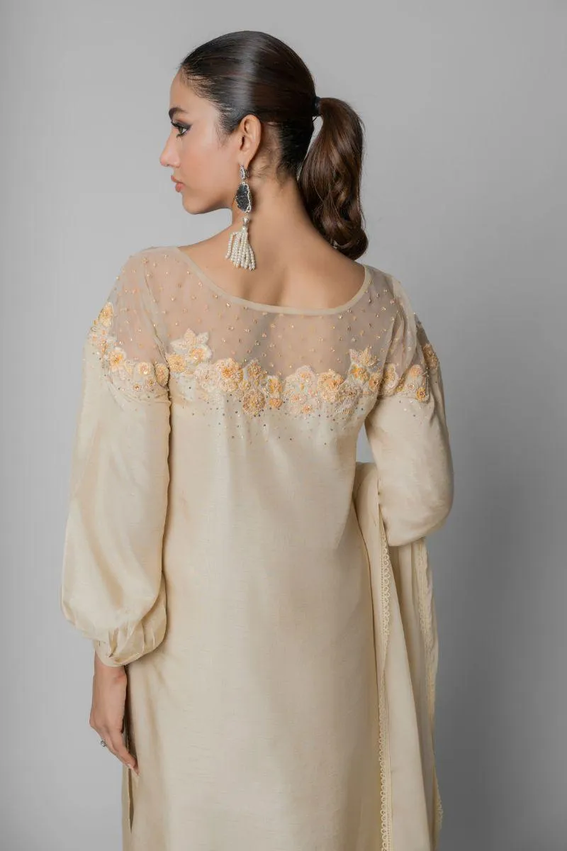 Insia Sohail - Daisy Dawn - Beige - Korean Silk