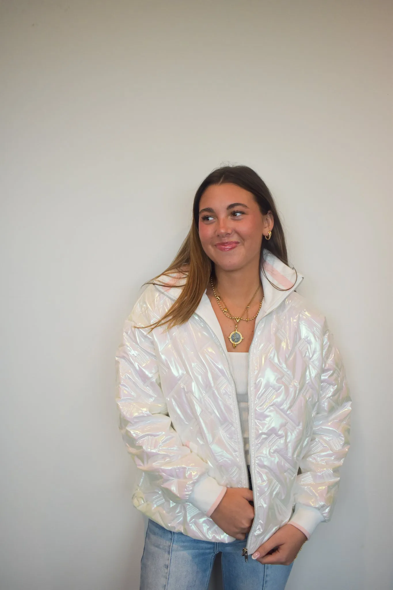 Iridescent Quilted Puffer Jacket