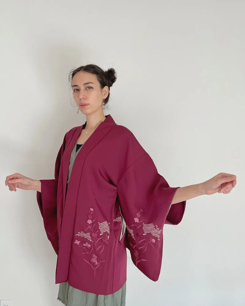 Iris Embroidered Haori Kimono Jacket