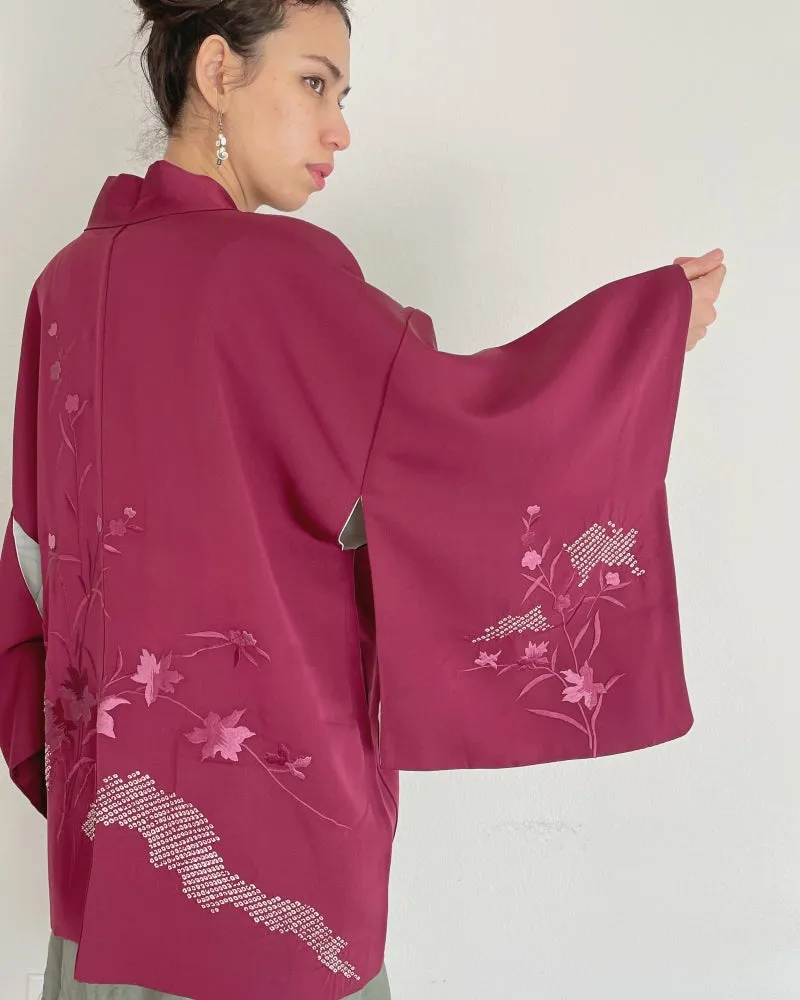 Iris Embroidered Haori Kimono Jacket