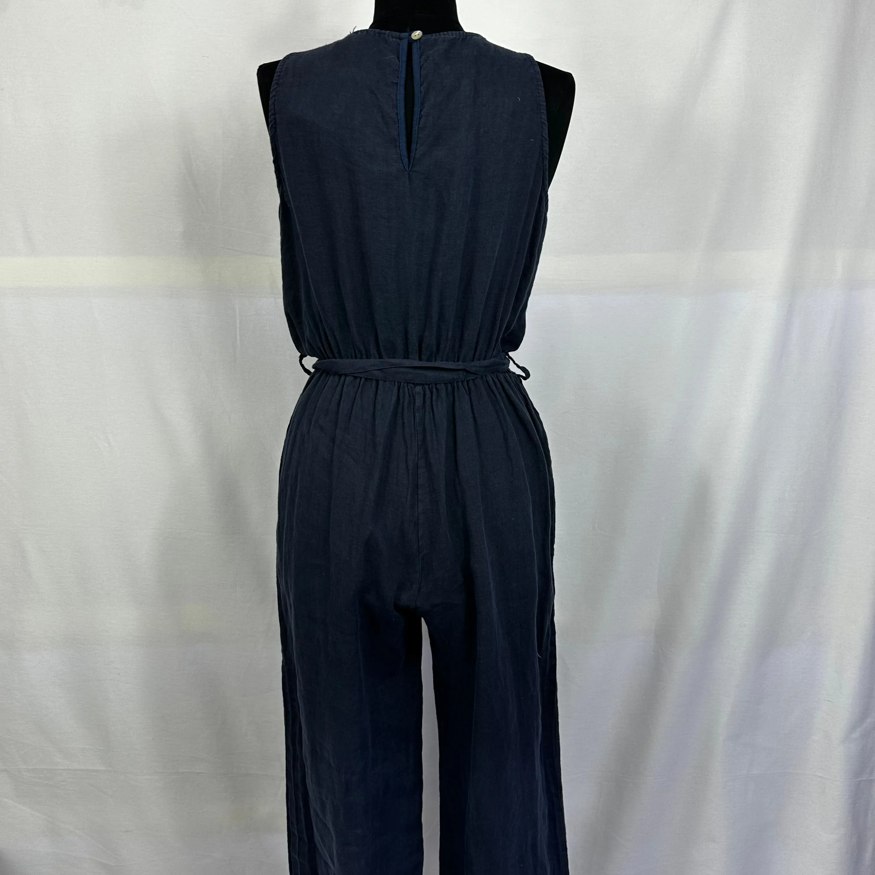 Italian Navy Blue Linen Jumpsuit