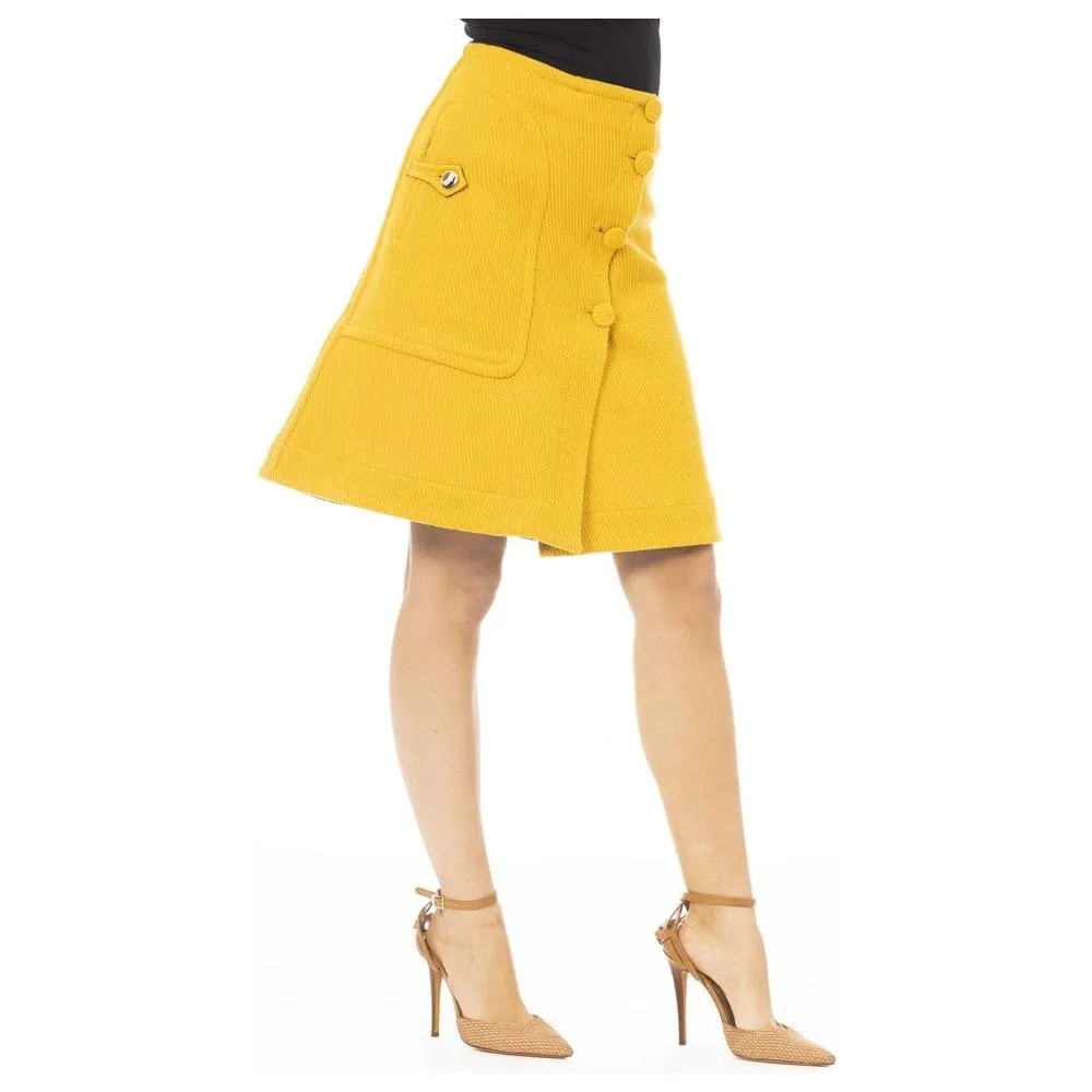 Jacob Cohen Yellow Wool Women Skirt