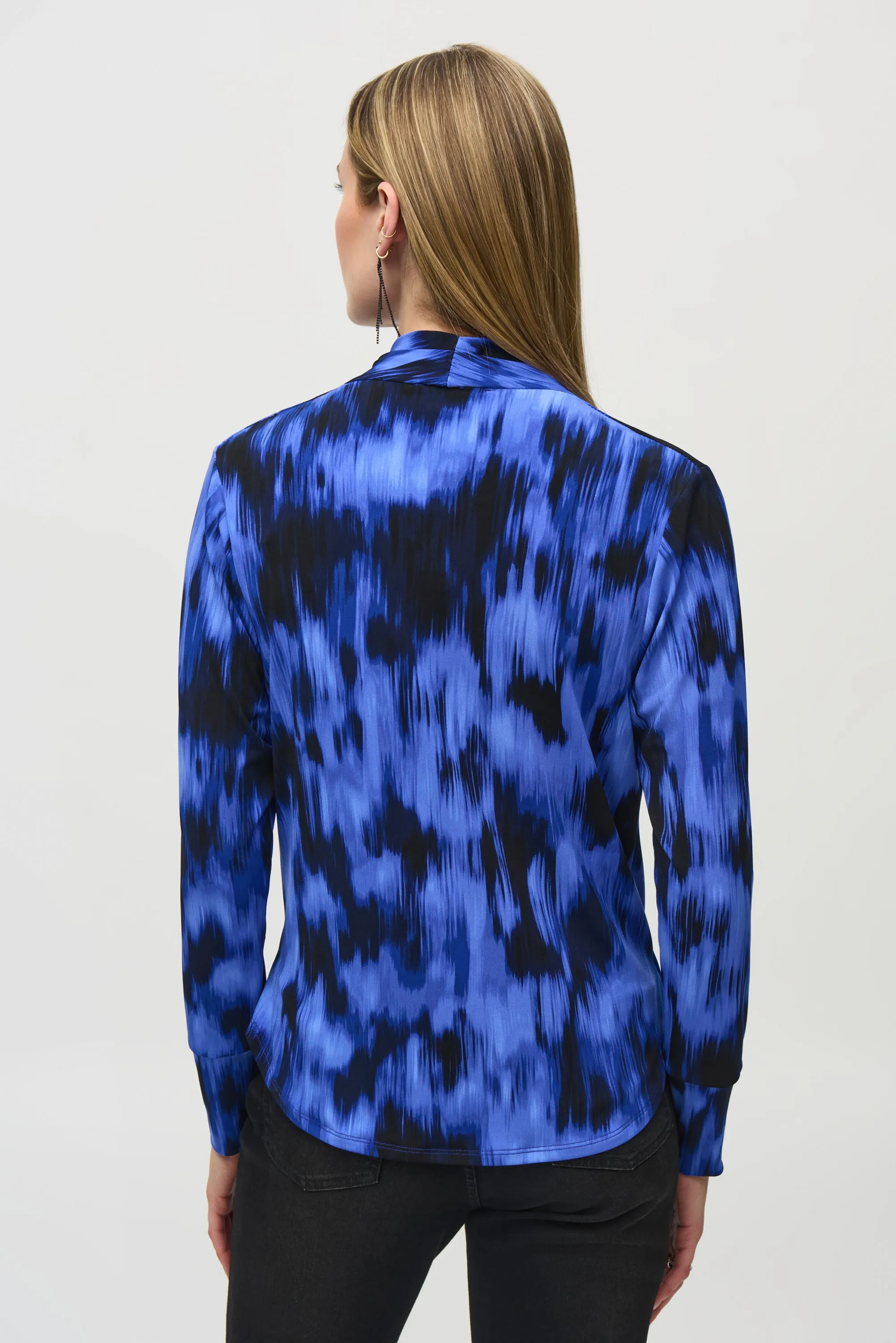 Joseph Ribkoff Abstract Print Wrap Top 244075 - Royal Saphire