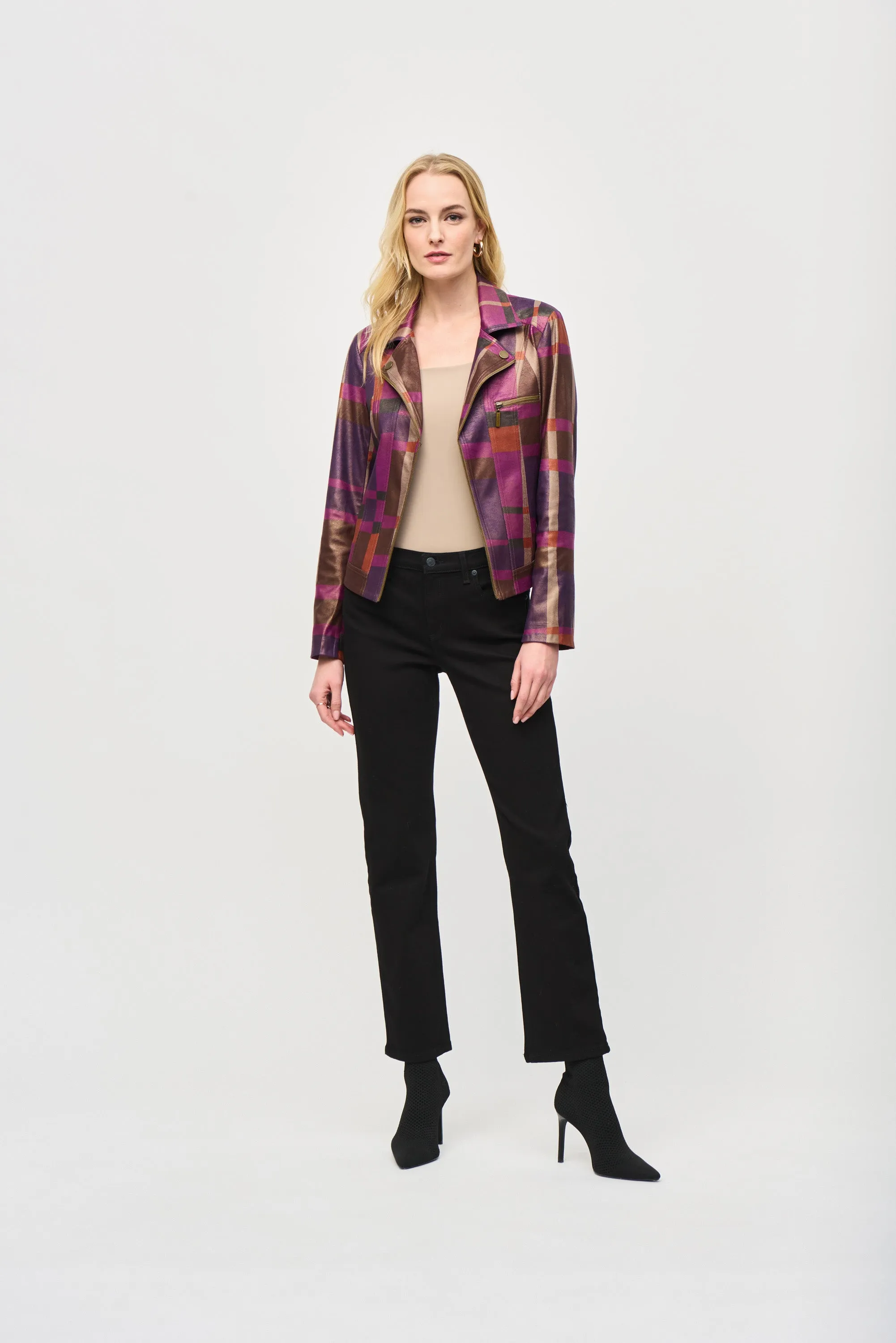 Joseph Ribkoff - Foiled Print Faux Suede Jacket 🇨🇦