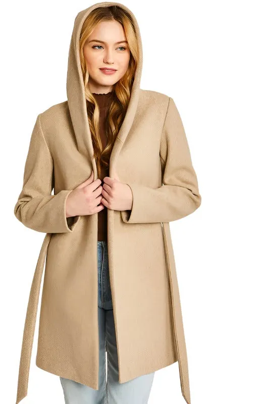 JQ Fleece Belted Hoodie Coat