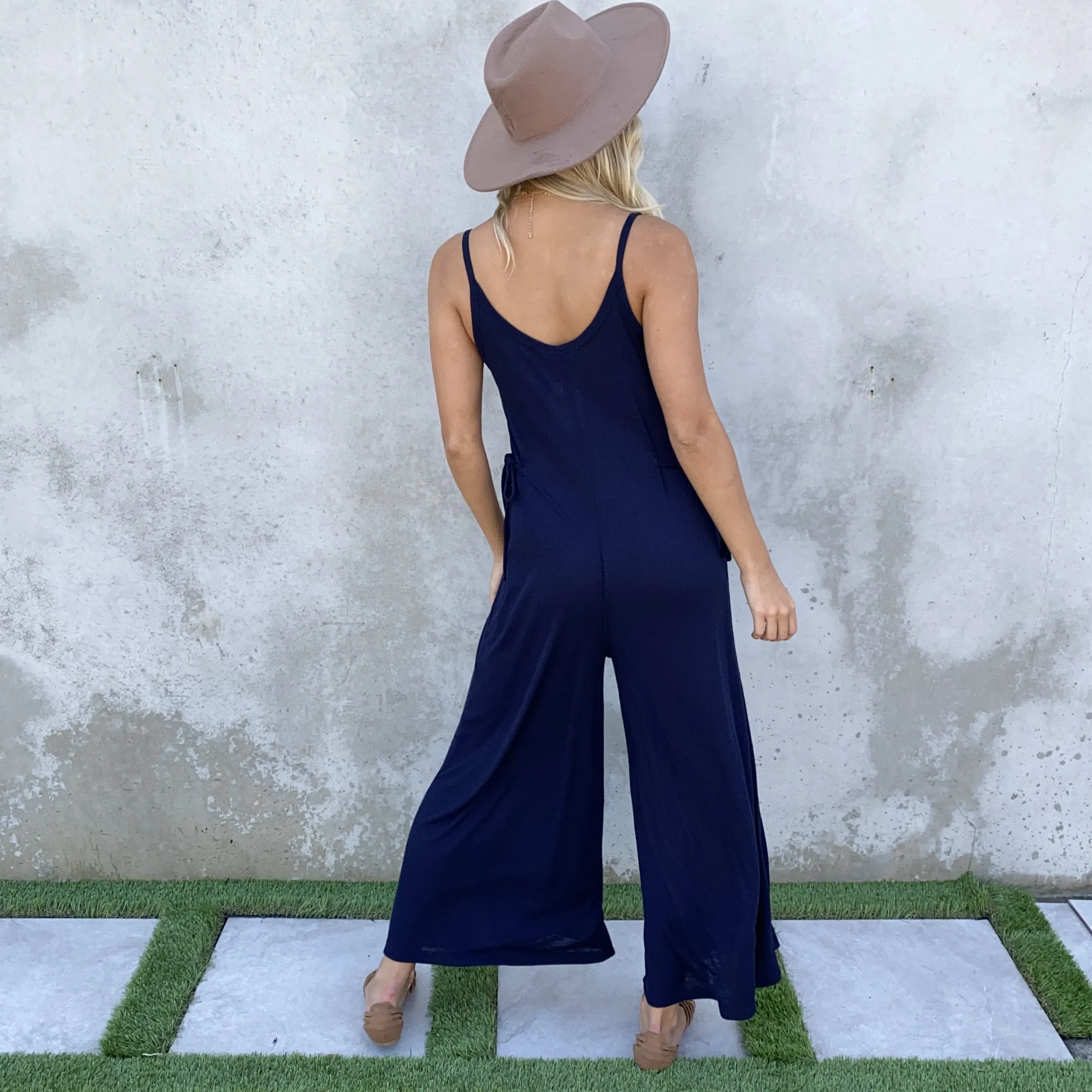 Keep Smiling Navy Blue Lounge Jumpsuit