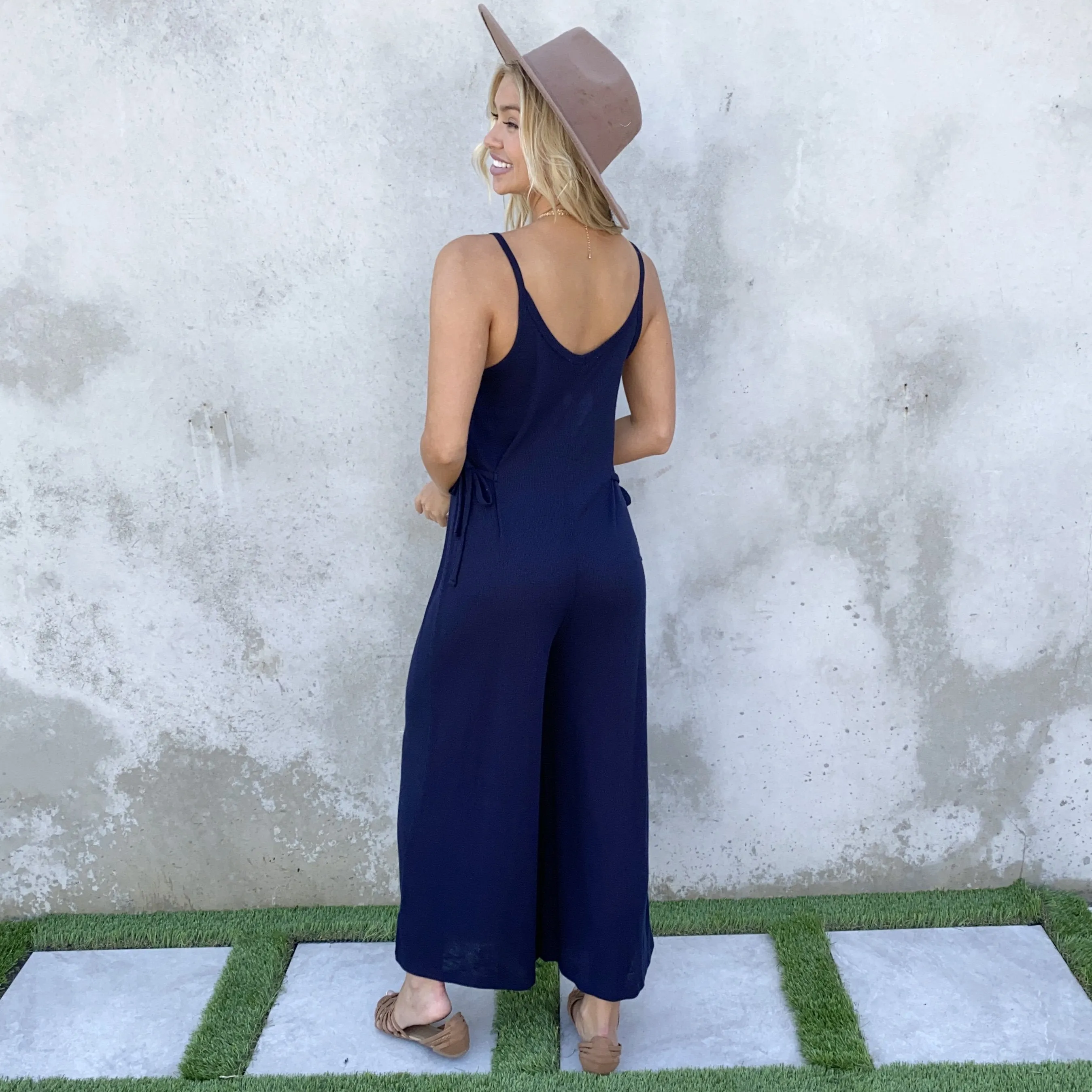 Keep Smiling Navy Blue Lounge Jumpsuit