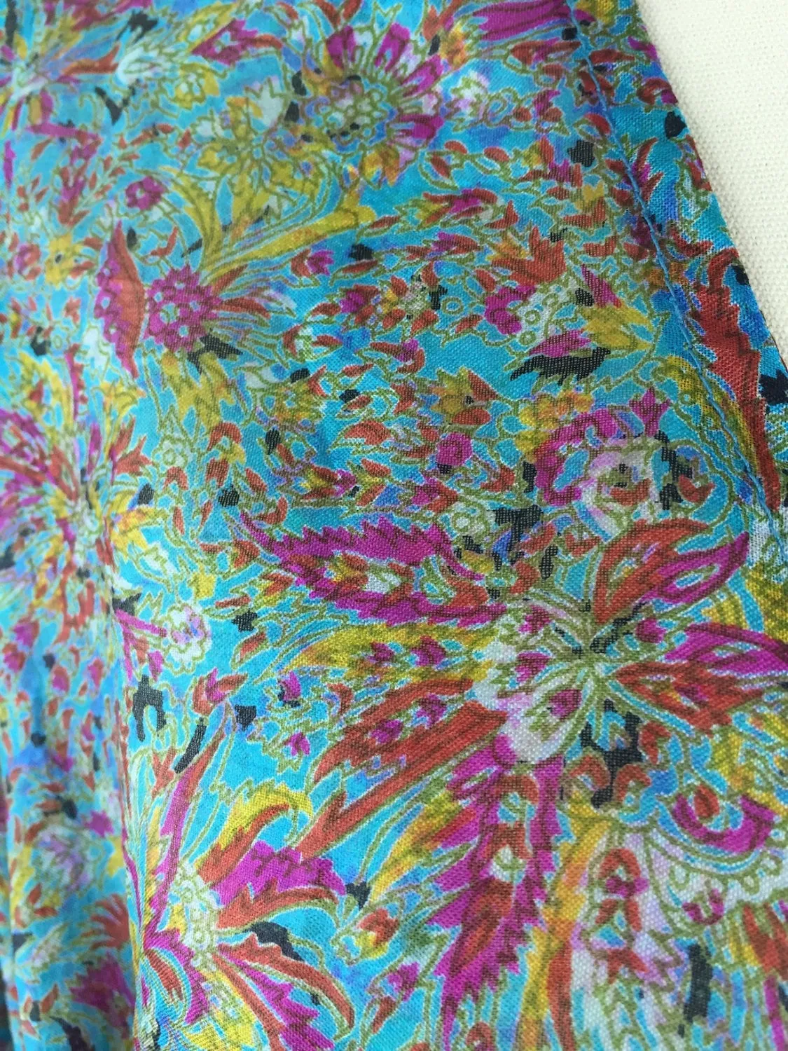 Kimono Cardigan / Vintage Sari / Aqua Floral