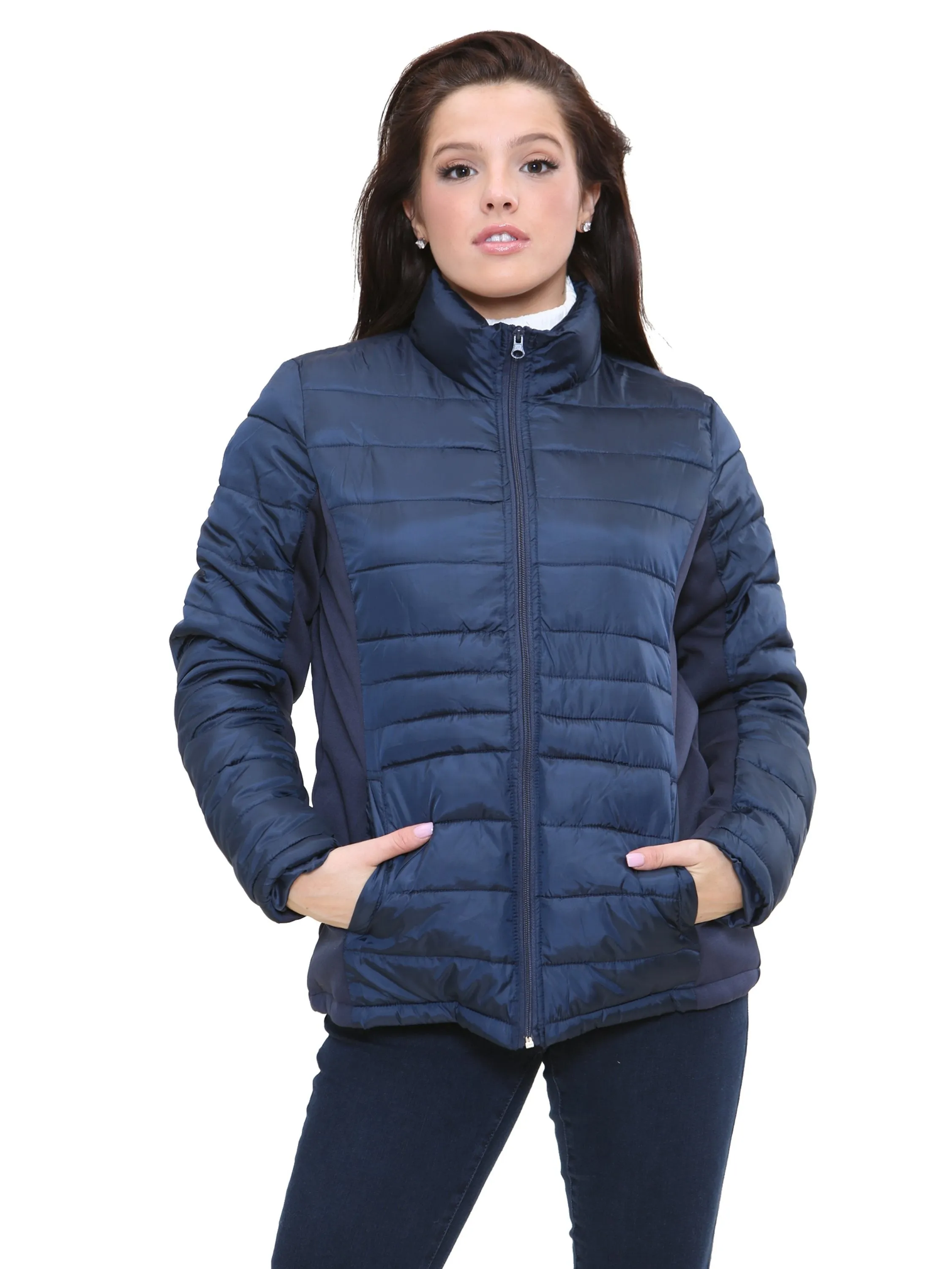 Kruze | Womens Collared  Puffer  Zip Up Winter Jacket