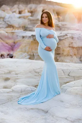 Krysten Knit Off Shoulders Maternity Gowns