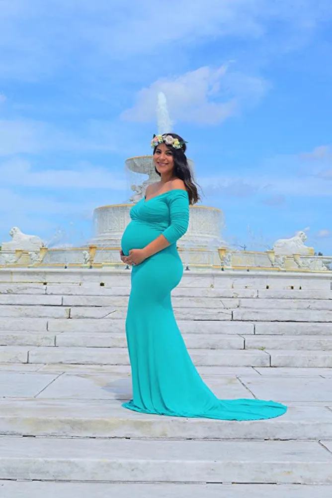 Krysten Knit Off Shoulders Maternity Gowns