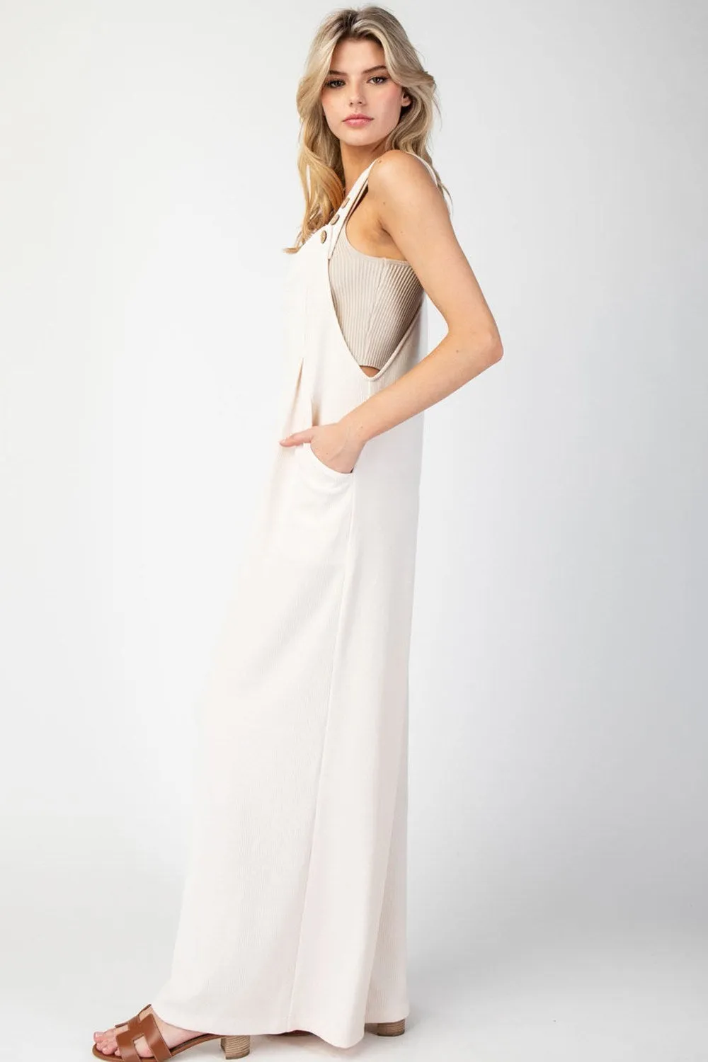 Ladies EESOME Solid Sleeveless Wide Leg Jumpsuit - BH12072