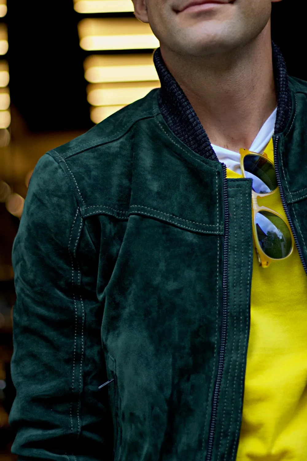 LAFAYETTE DB Leather Jacket Bomber lightweight - Suede  - Green