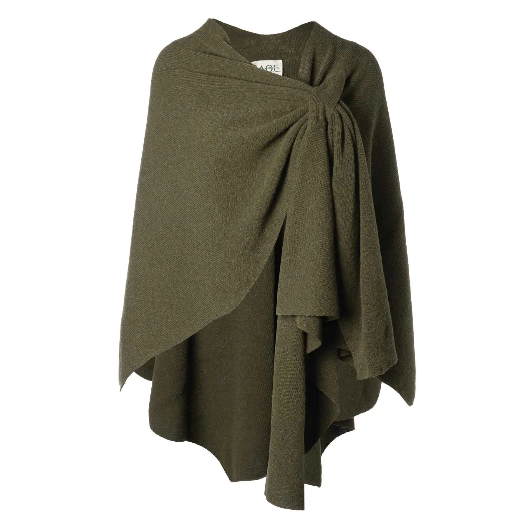 Lambswool Draped Shawl- Olive Green