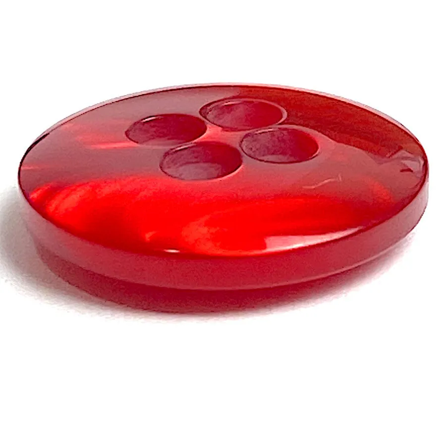 LAST ONES, Red 4-Hole Resin "Ocean", Shiny Pearly Button  7/8"