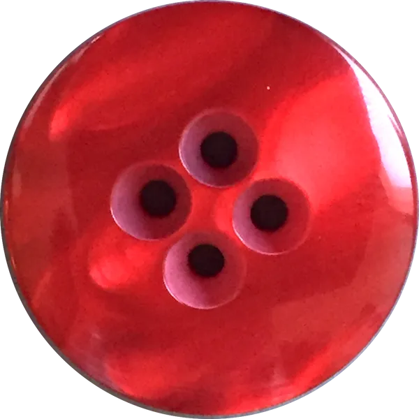 LAST ONES, Red 4-Hole Resin "Ocean", Shiny Pearly Button  7/8"