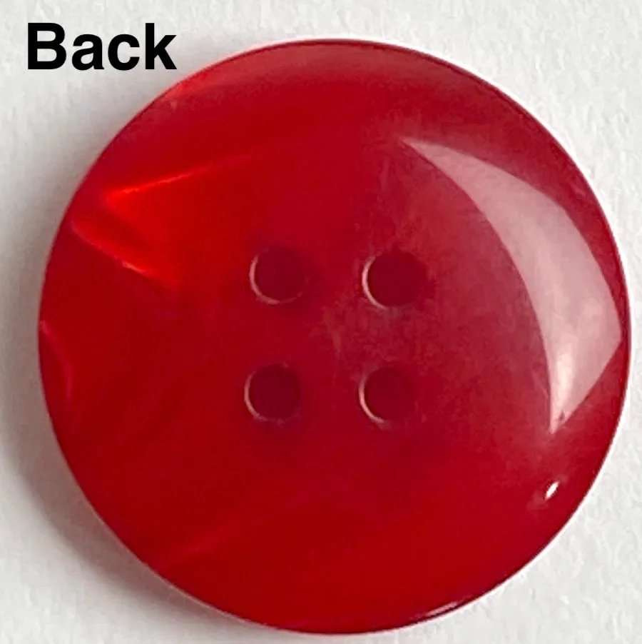 LAST ONES, Red 4-Hole Resin "Ocean", Shiny Pearly Button  7/8"