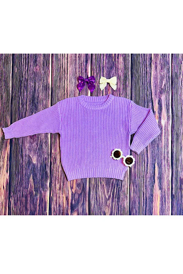 Lavender girls knit sweater 230136M