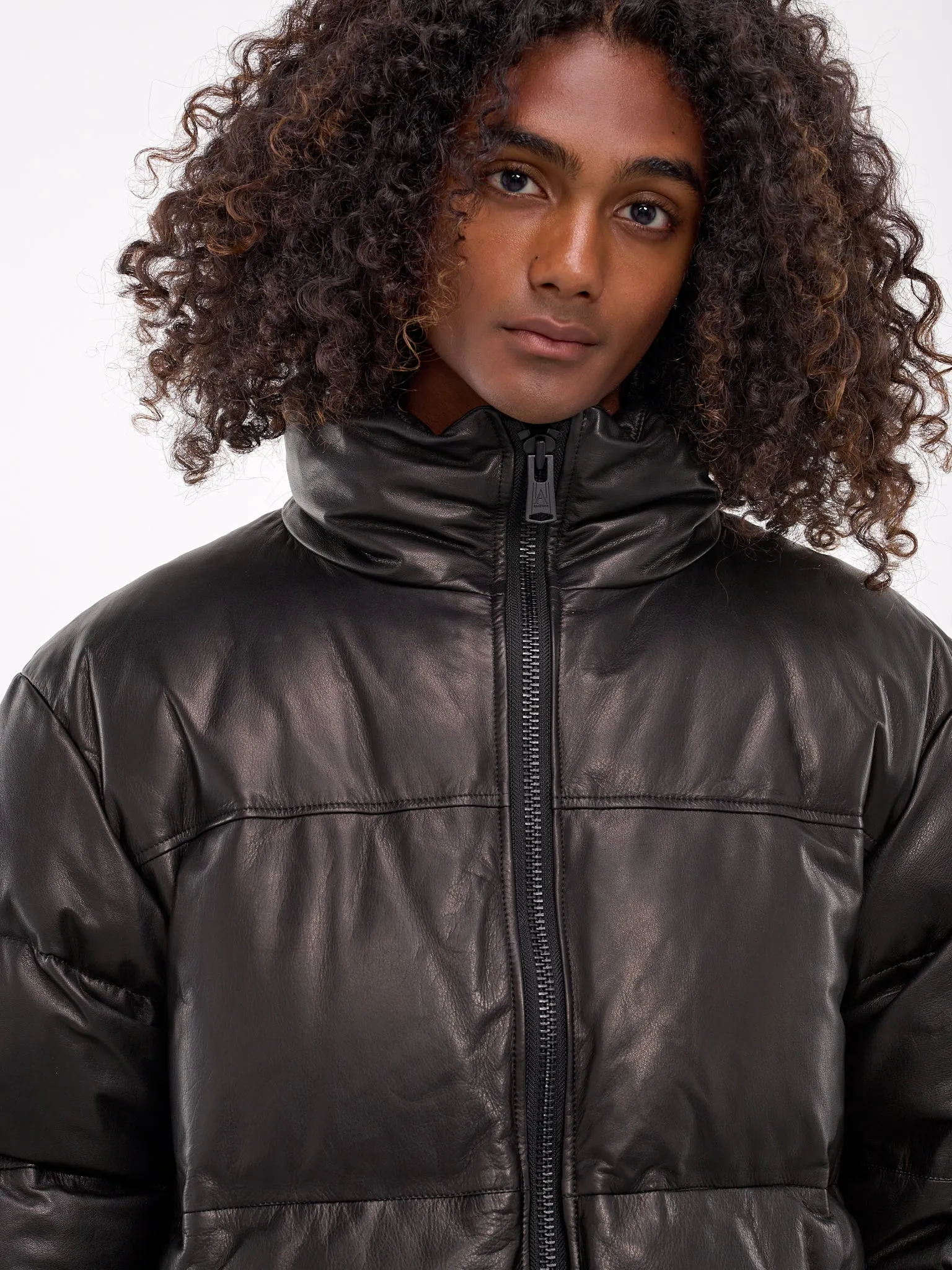 Leather Puffer Jacket (AOU2406-BLACK)