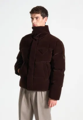 Limited Edition Velvet Puffer Jacket - Brown