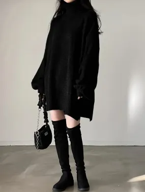 Long Sleeve Split Turtle Neck Oversized Sweater