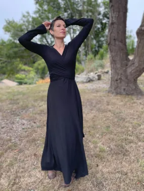 Long Sleeve Wrap Maxi Dress