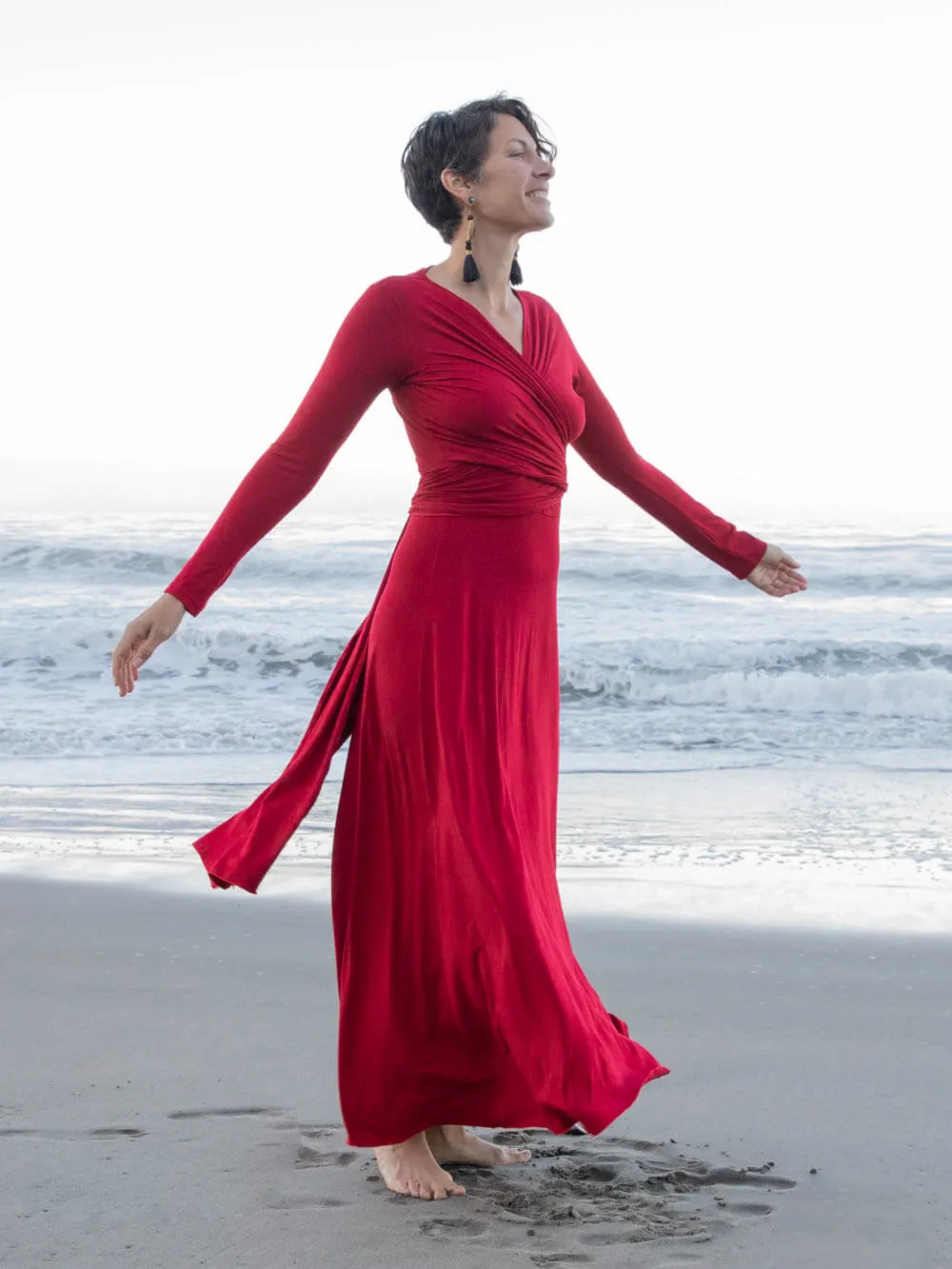 Long Sleeve Wrap Maxi Dress