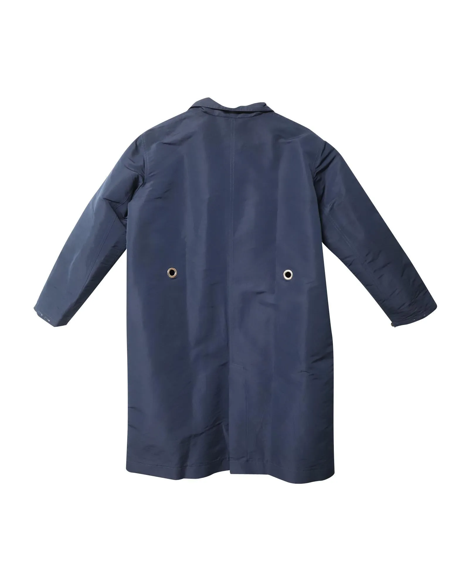 Long-sleeved Coat with Pockets in Navy Blue Polyester