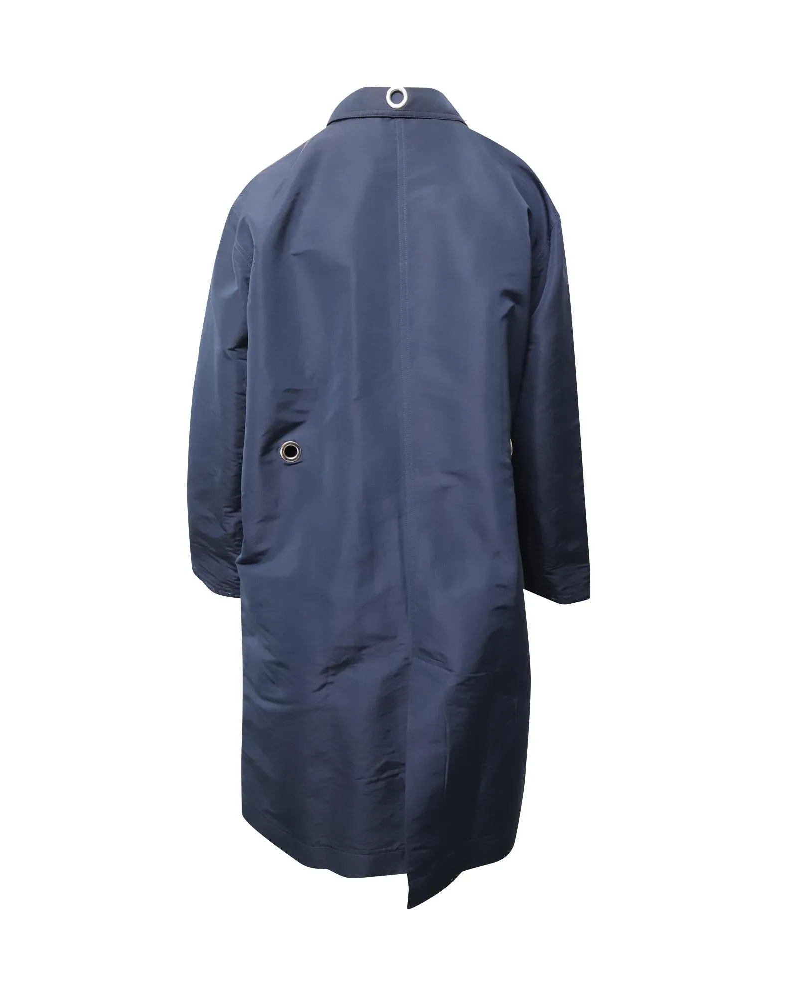 Long-sleeved Coat with Pockets in Navy Blue Polyester