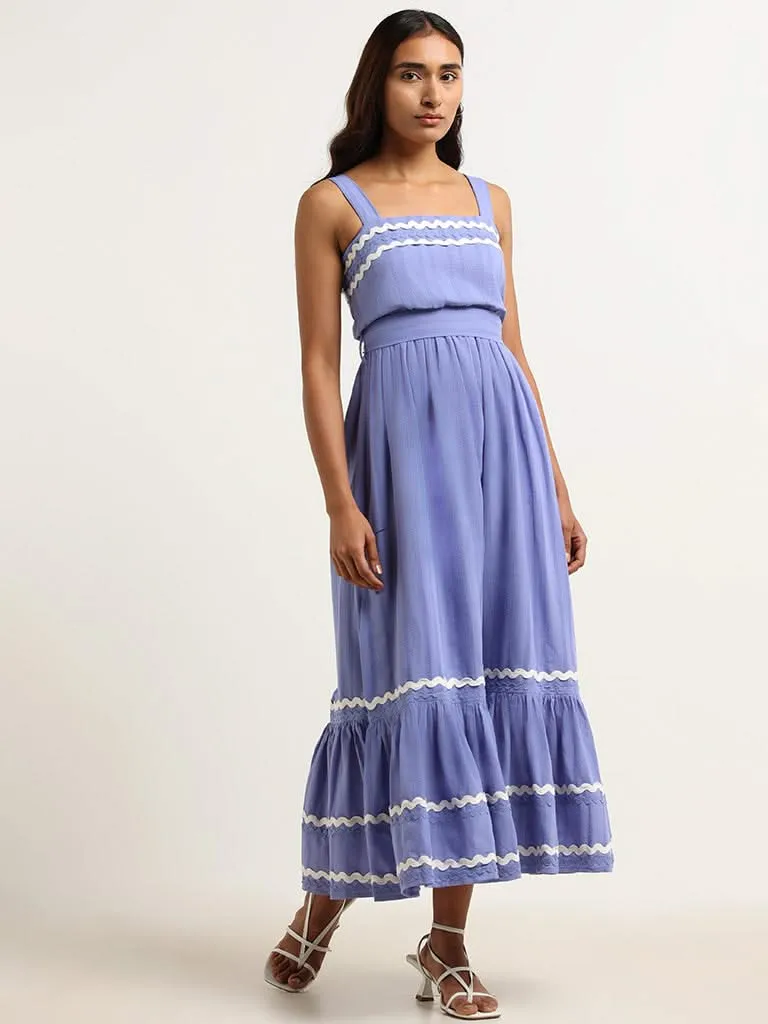 LOV Lavender Cotton Strappy Maxi Dress