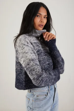 Lula Crop Cashmere Turtleneck Sweater in Nightbreak