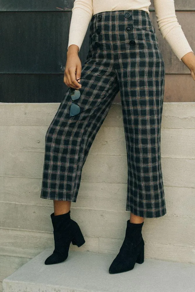 Lush High Waist Plaid Culottes