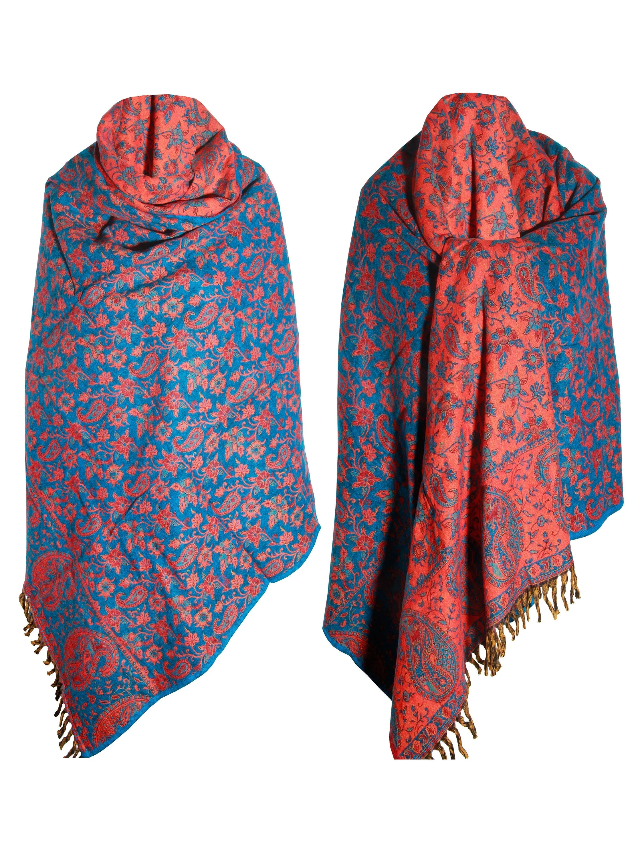 LUXURY HANDMADE BLUE big floral Scarf Yak Wool comfortable scarf Shawl Blanket stole unisexTravel Wrap Meditation Soft Shawl special Gift