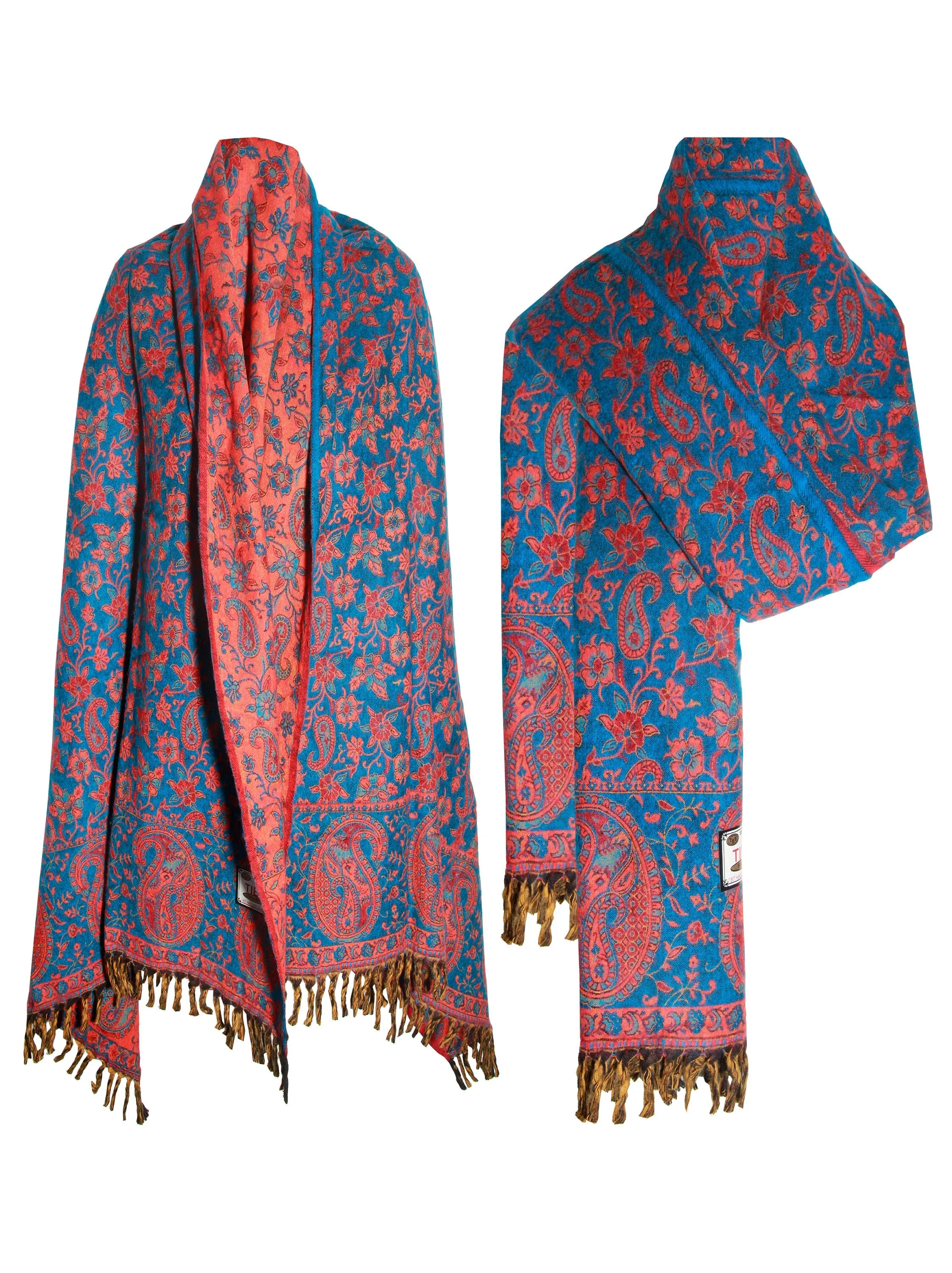 LUXURY HANDMADE BLUE big floral Scarf Yak Wool comfortable scarf Shawl Blanket stole unisexTravel Wrap Meditation Soft Shawl special Gift