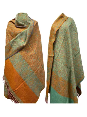 LUXURY HANDMADE ORANGE mint winter wool Scarf Yak Wool comfortable scarf Shawl Blanket stole unisexTravel Wrap Meditation Soft gift for her