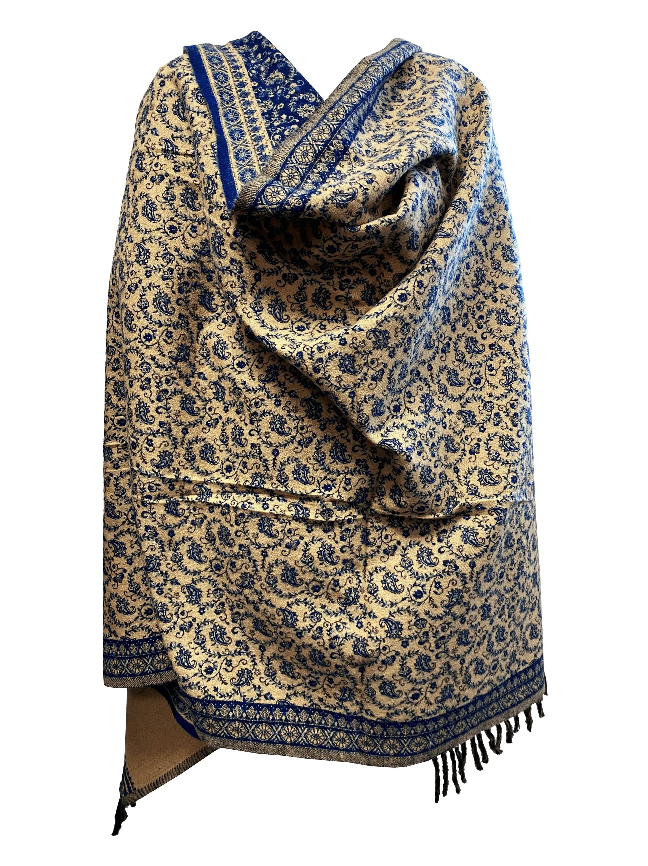 LUXURY HANDMADE soft BLUE floral Scarf Yak Wool comfortable scarf Shawl Blanket stole unisexTravel Wrap Meditation Soft Shawl special Gift