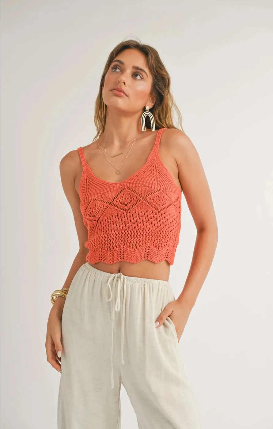 Mae Pointelle Crop Sweater Top