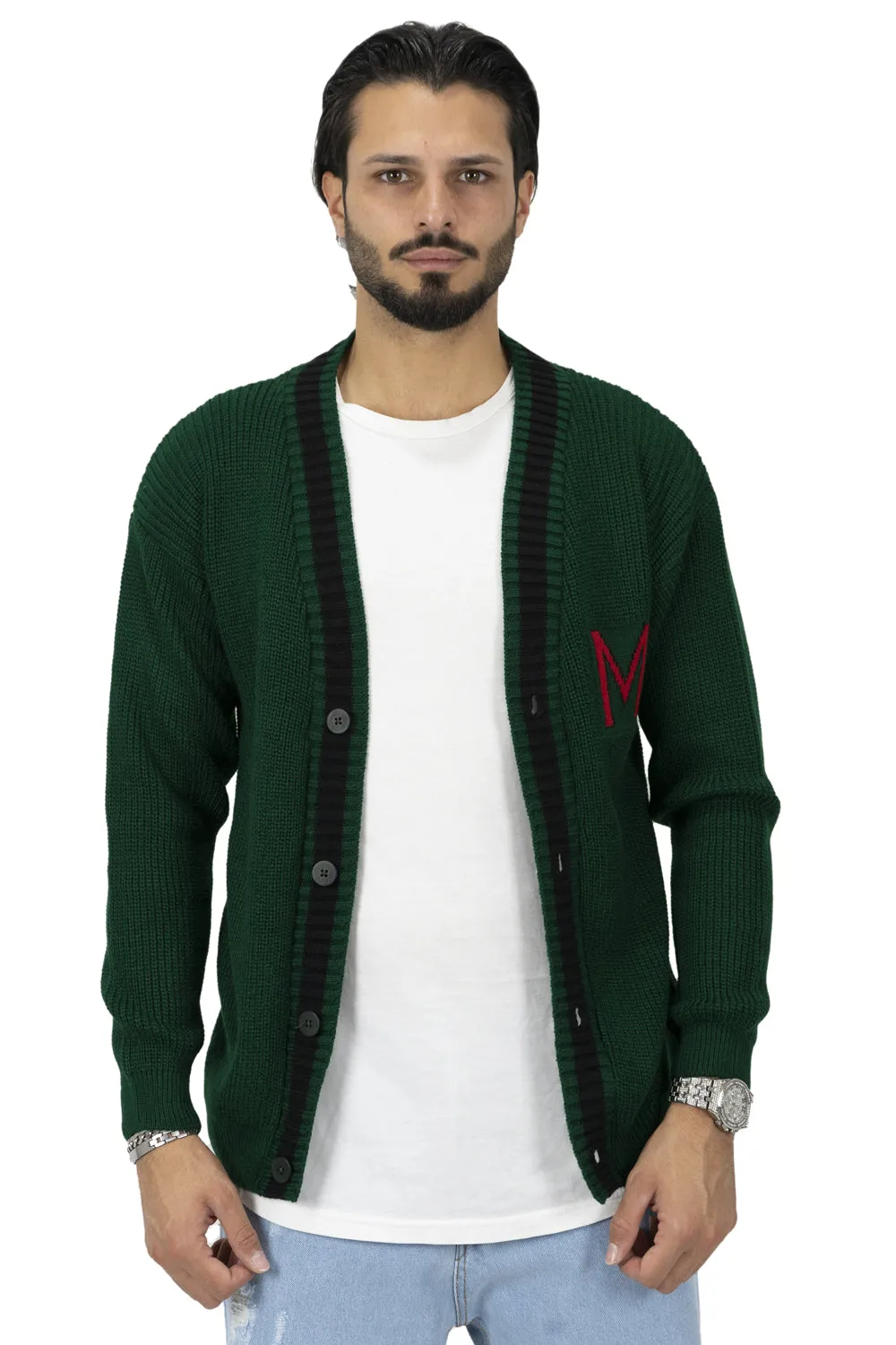 Maglione Cardigan College Con Lettera Ricamata Art. Mg94