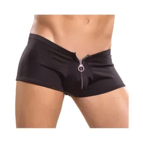 Male Power Zipper Shorts S/M Underwear Black